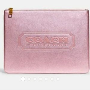 Coach Large Pouch Metallic Pink NWT